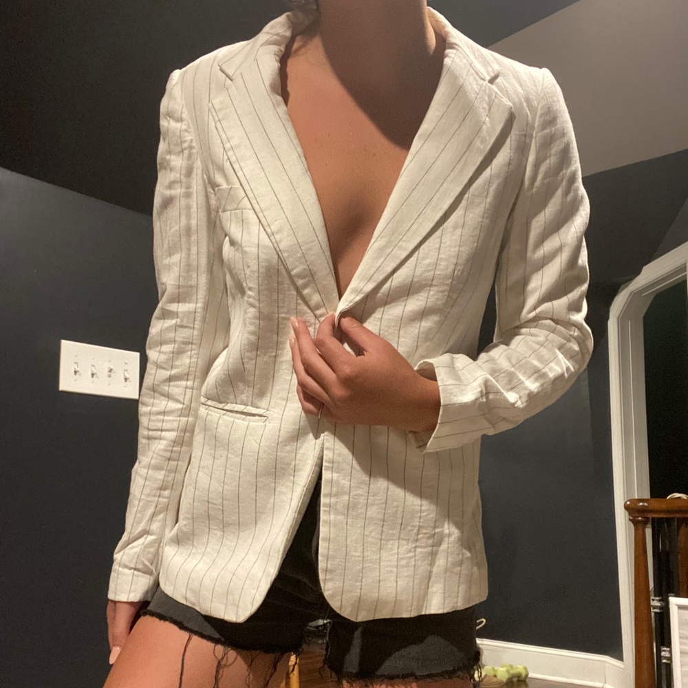 Super cute striped cream blazer